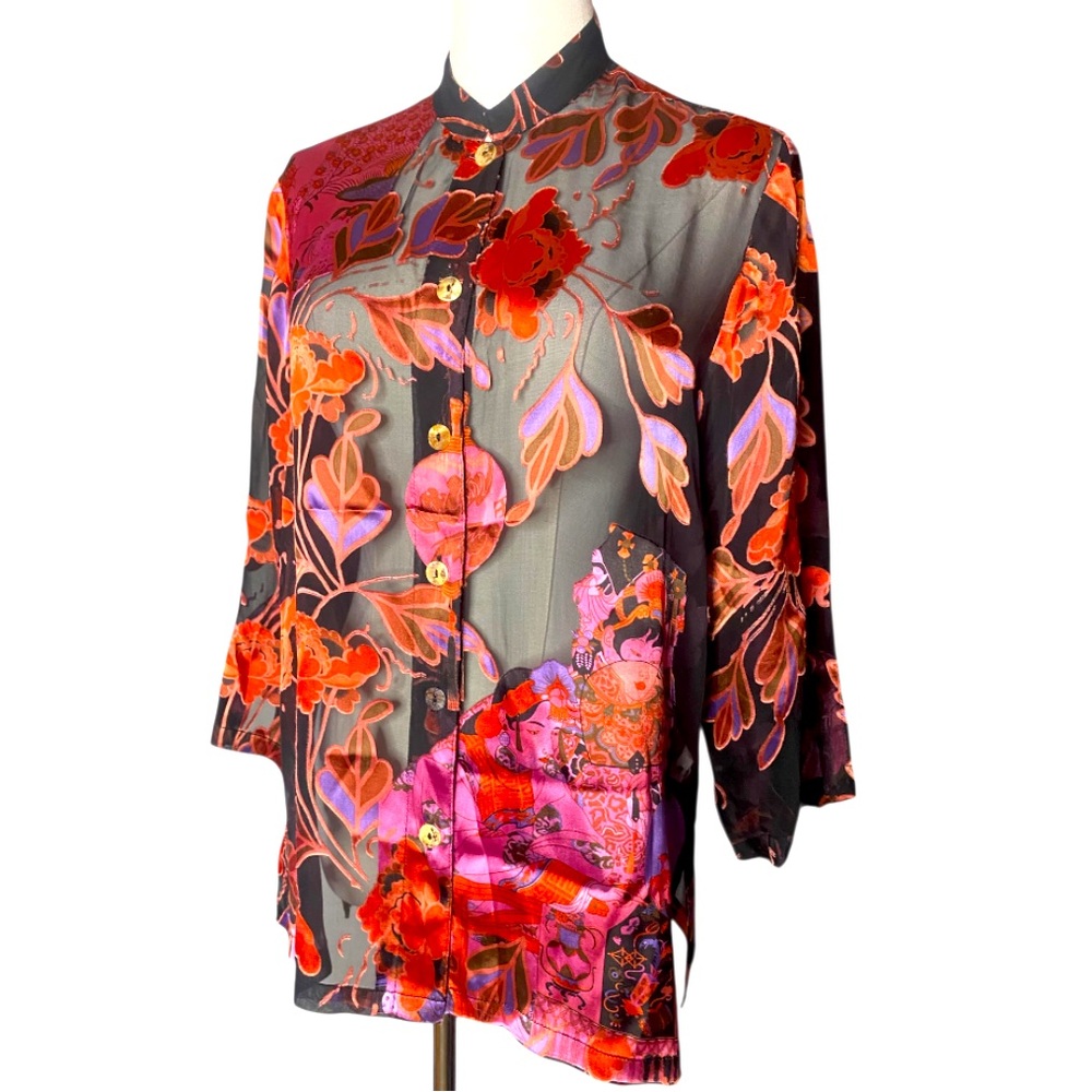 Y2K CITRON Santa Monica Floral Geisha
Velvet Burnout Blouse S